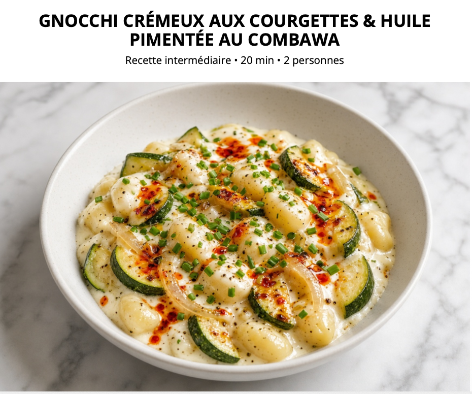 Gnocchi Crémeux aux Courgettes & Huile Pimentée au Combawa