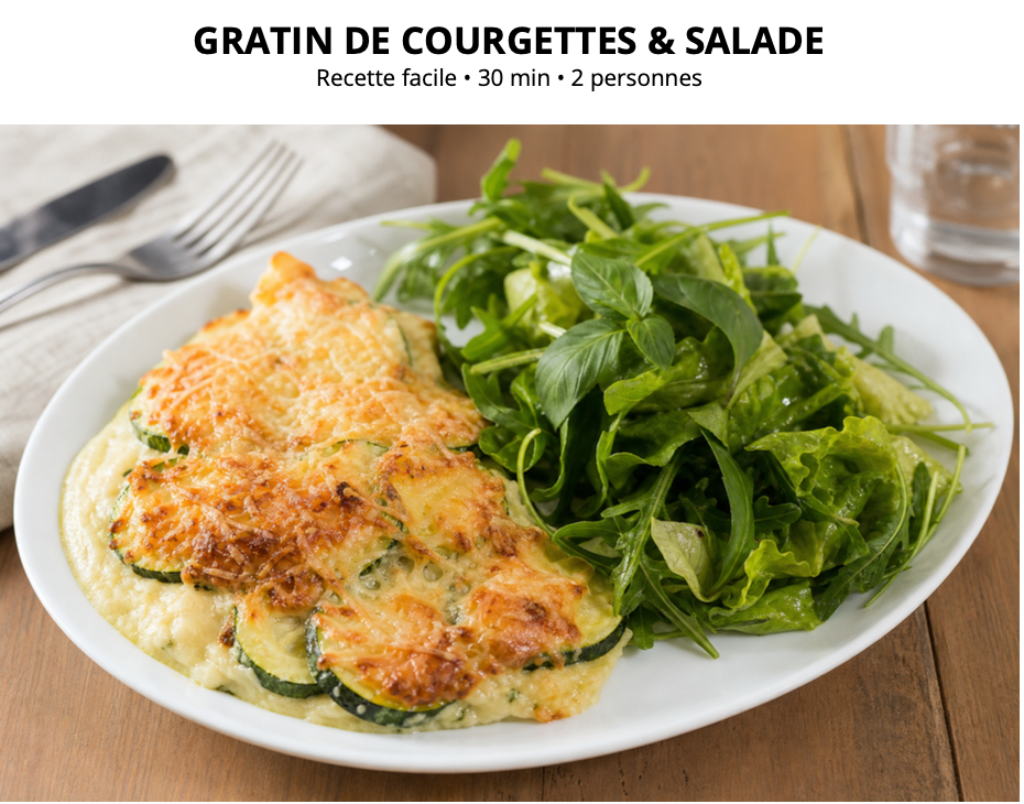 Gratin d’Aubergines, Mozza & Salade