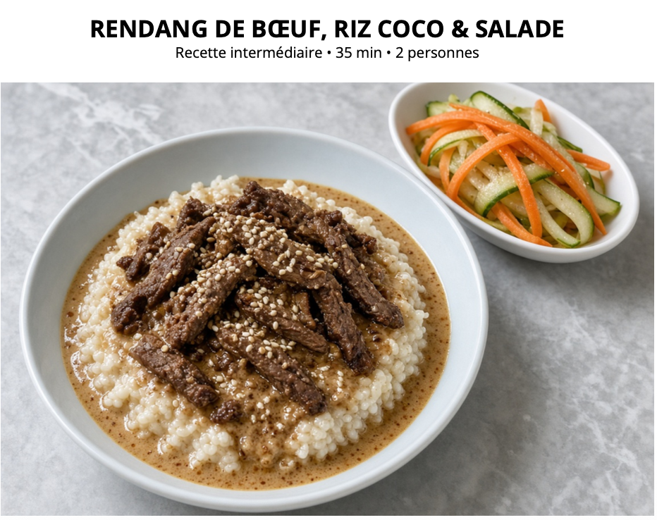 Rendang de Bœuf, Riz Coco & Salade